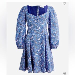 NWT J. Crew Sweetheart long-sleeve mini dress Liberty® Bourton Bloom fabric Blue
